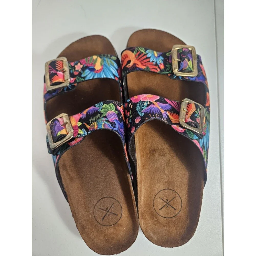 Inkkas Luzon Buckle Sandals Rainforest Tropical Print Women's Size 9